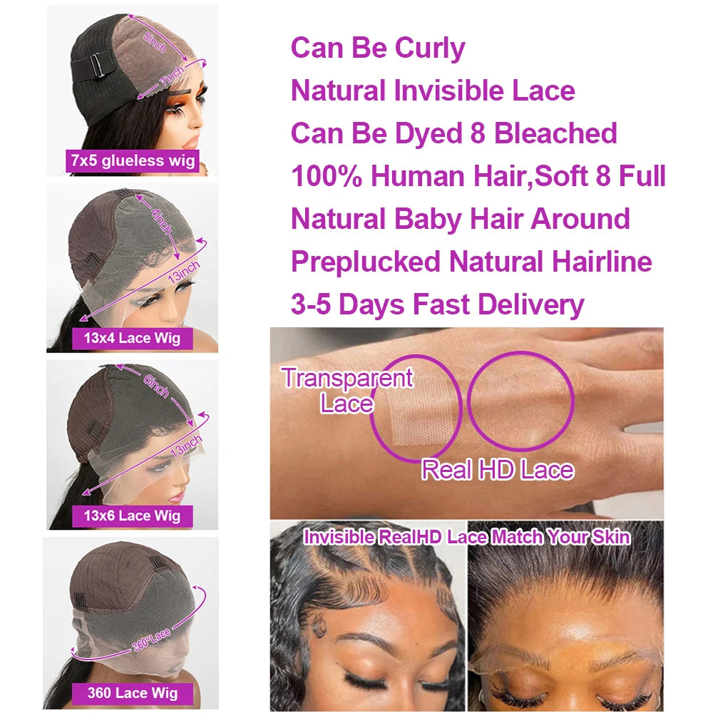 Amytud Deep Wave Glueless Full Lace Wig Frontal Hair