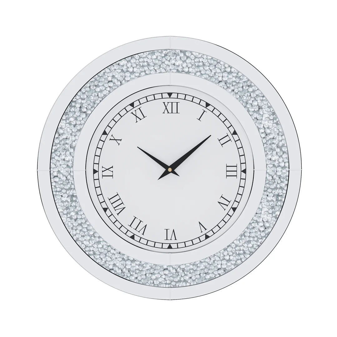 LUVODI Modern 3D Diamond Crystal Wall Clock with Roman Numerals