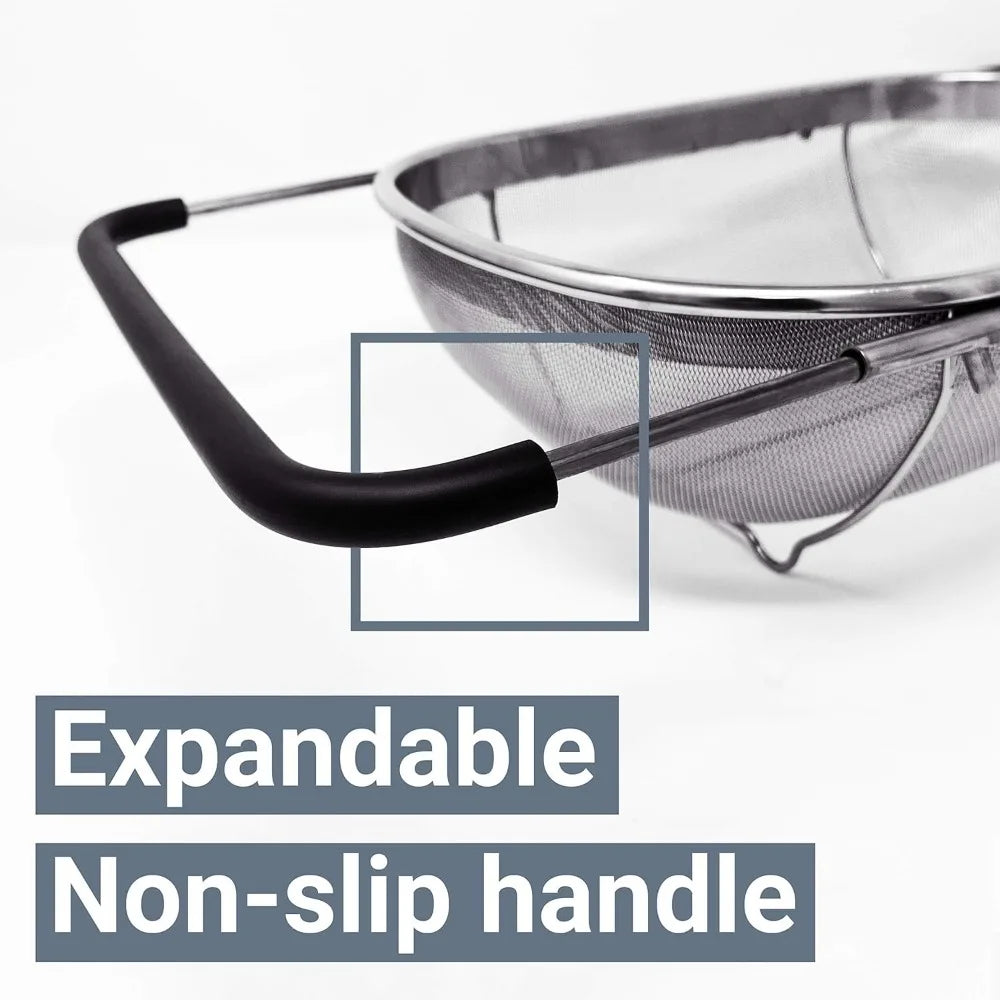 Over Sink Colander Basket Stainless Steel With Rubber Handle