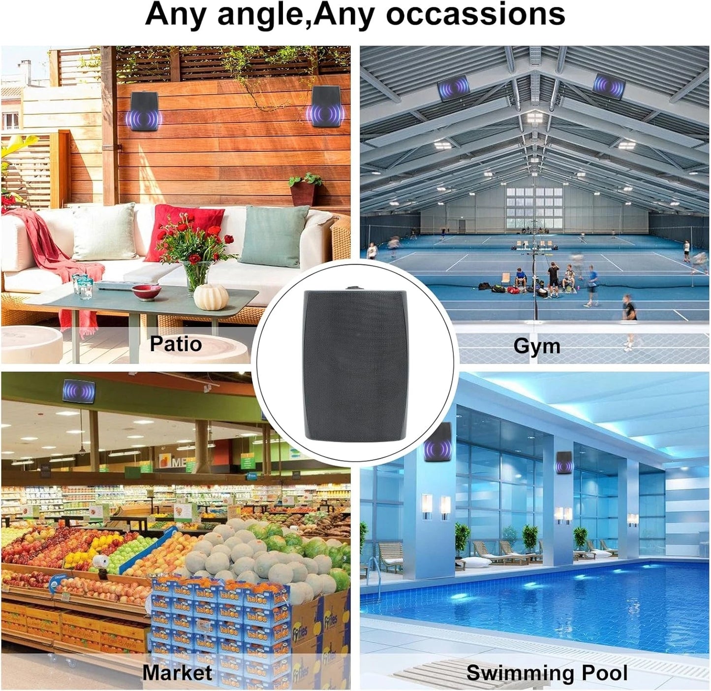 Herdio Outdoor 800W 2 Way Wall Mounted Speakers Waterproof