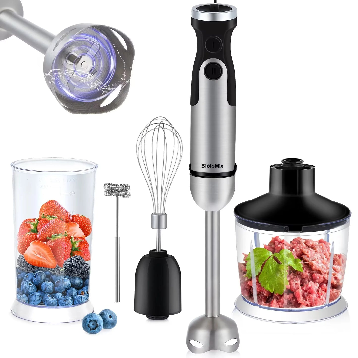 BioloMix 1200W 5 In 1 Immersion Blender With Chopper