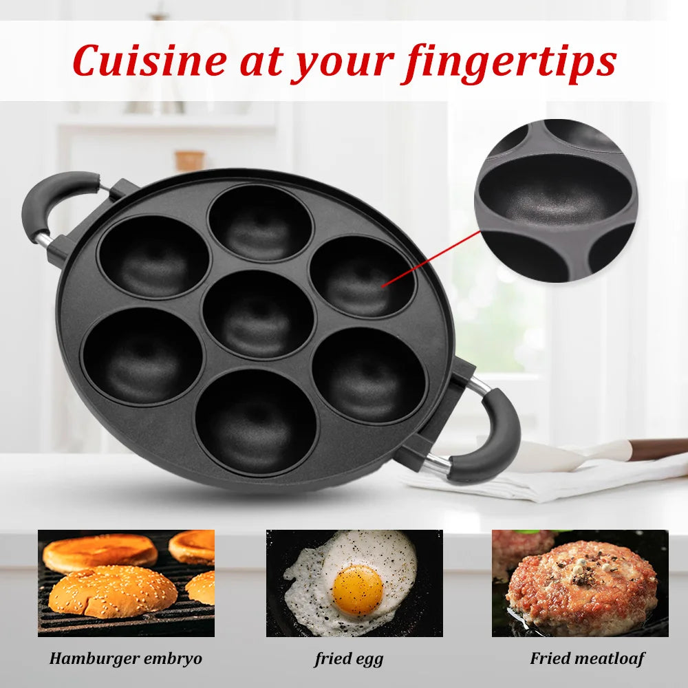 Pet & Lifestyle Depot Cast Iron 7 Hole Cake Pan Omelette Pan