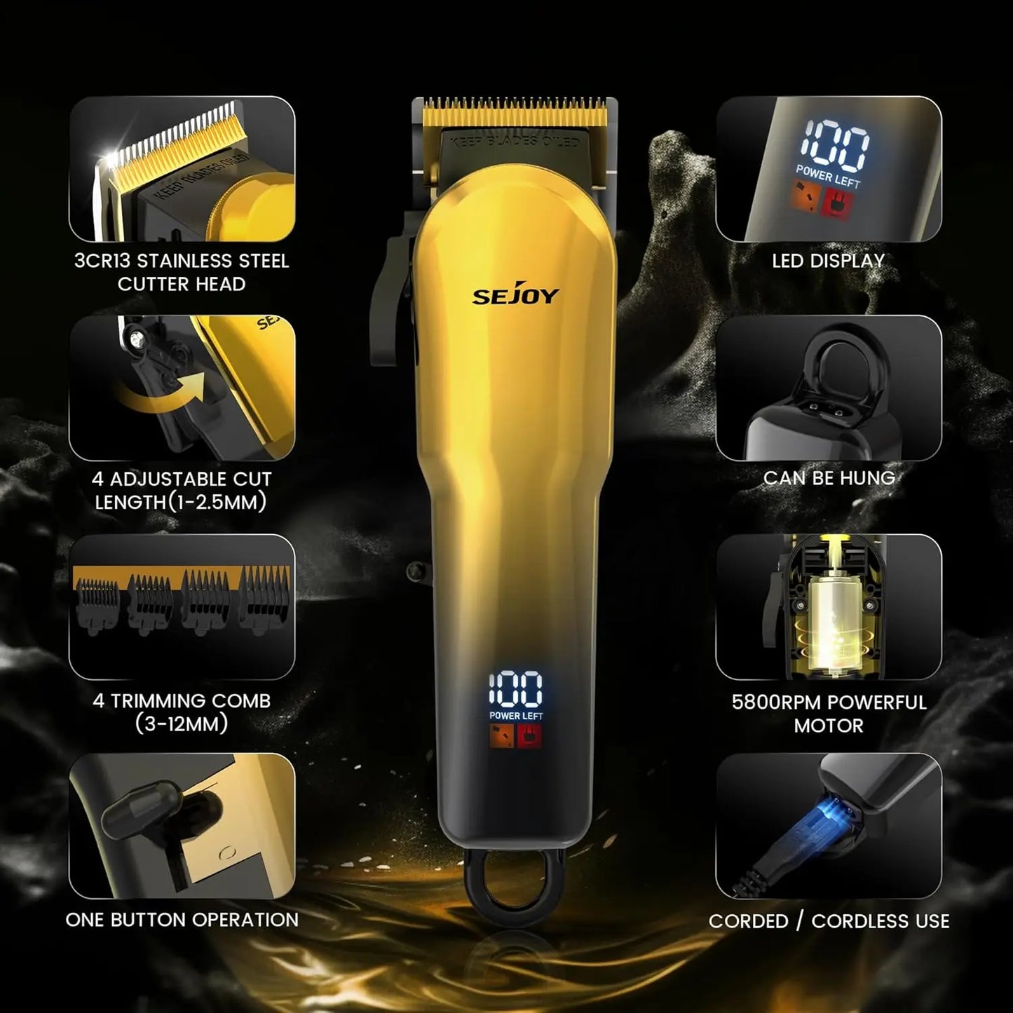 Sejoy Cordless Hair Clippers For Men Professional Kit