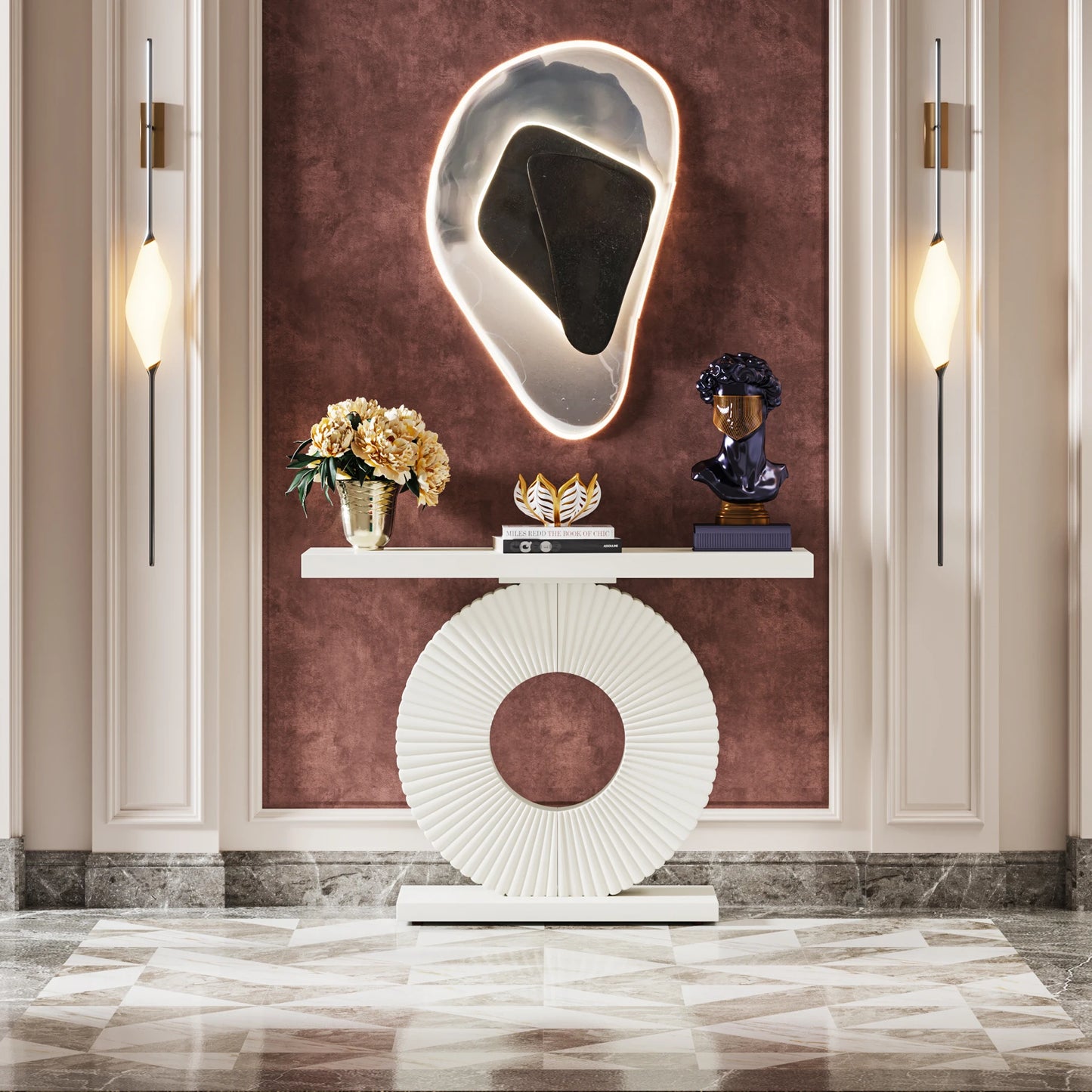 Tribesigns Modern Console Table With Geometric Base Entryway