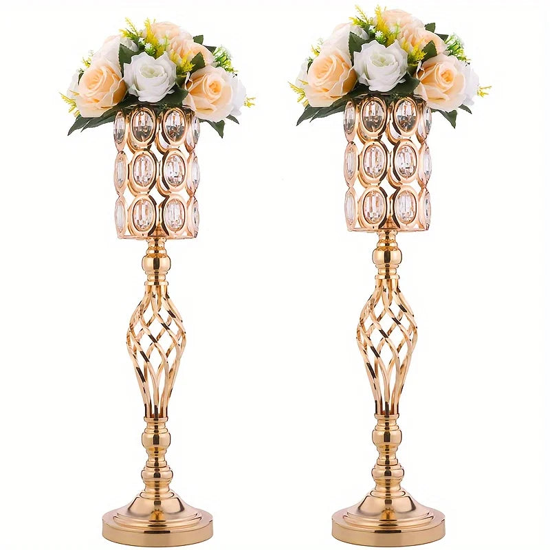 Metal Diamond Crystal Vase With Flower Stand Wedding Centerpiece