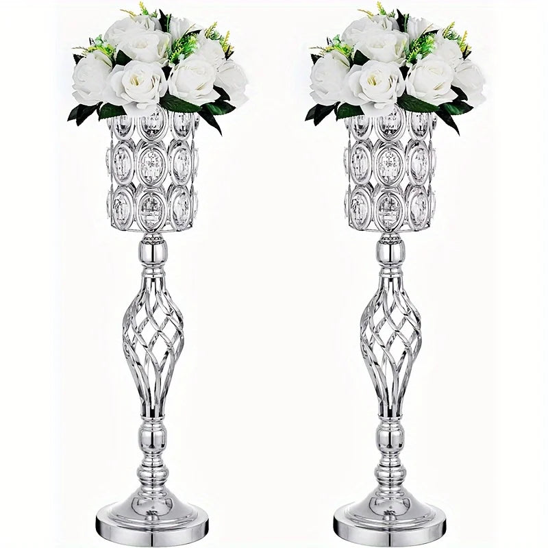 Metal Diamond Crystal Vase With Flower Stand Wedding Centerpiece