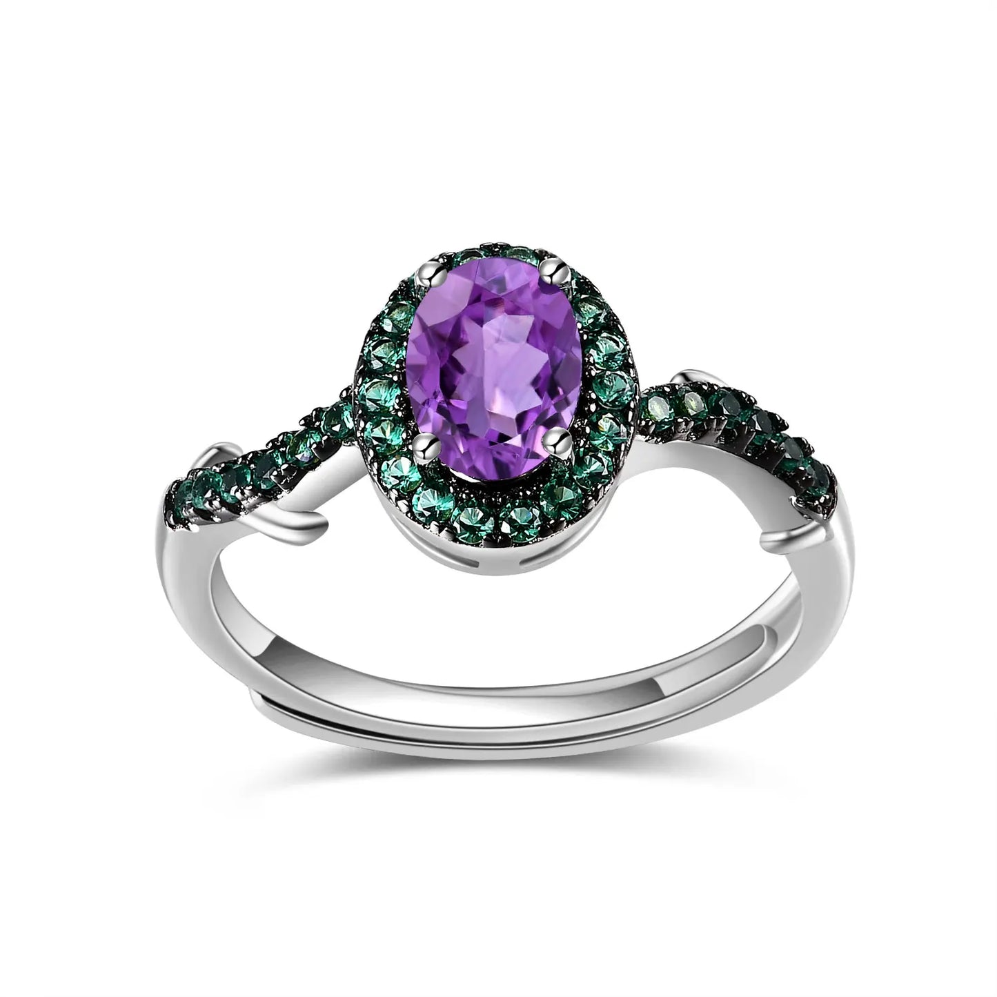 GEMS BALLET Amethyst Ring 925 Silver Luxury Wedding Jewelry