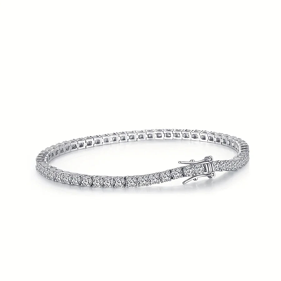 Sterling Silver Moissanite Tennis Bracelet 5.6 Carat Round
