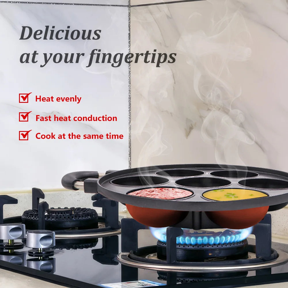 Pet & Lifestyle Depot Cast Iron 7 Hole Cake Pan Omelette Pan