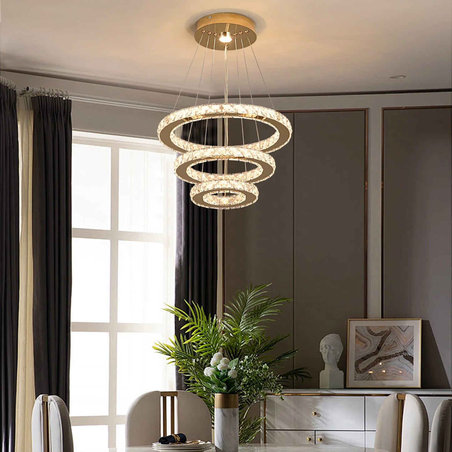 VETRULUS Crystal Chandelier Pendant Ceiling Light For Living Room