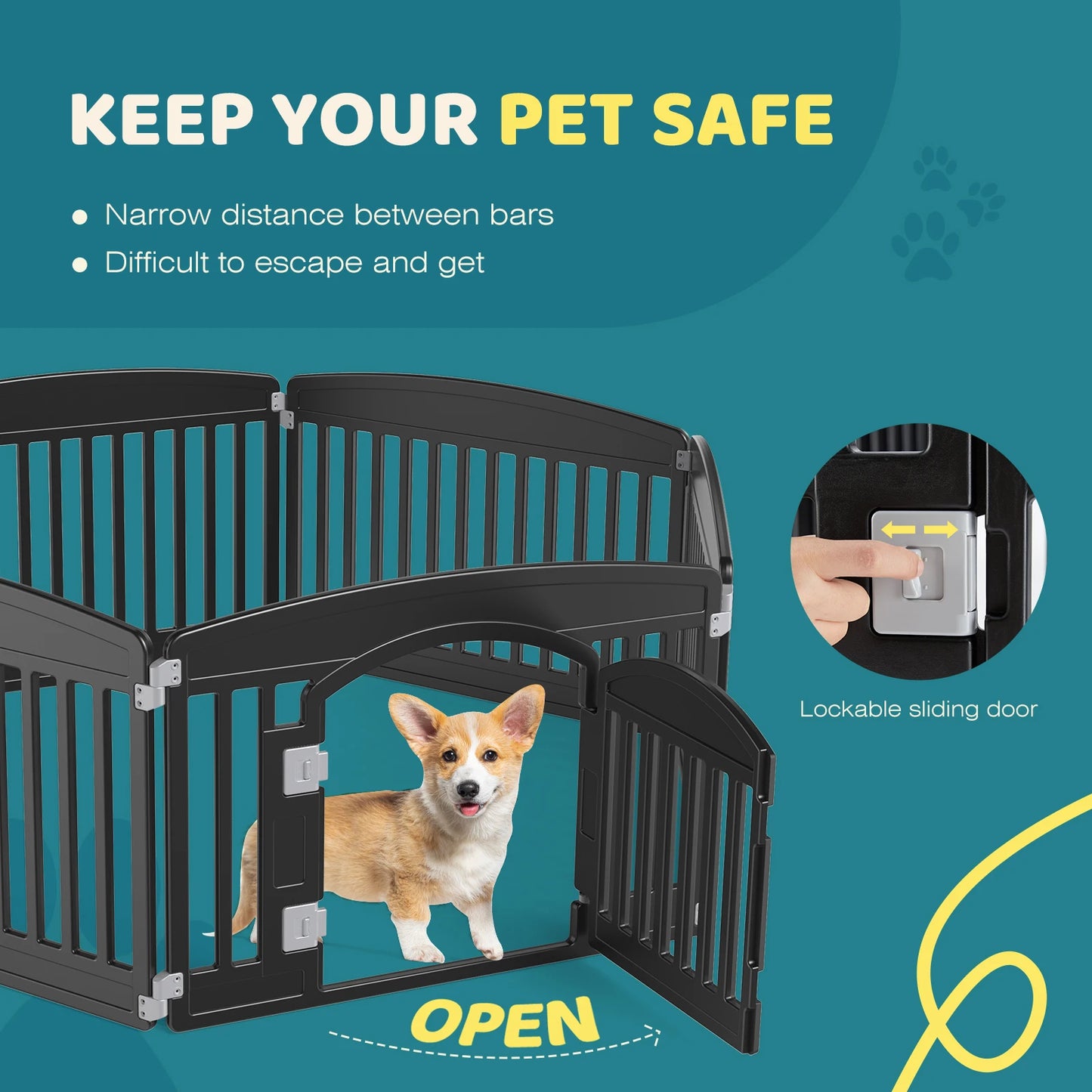 JHK Plastic Dog Playpen Expandable Durable Outdoor Fence