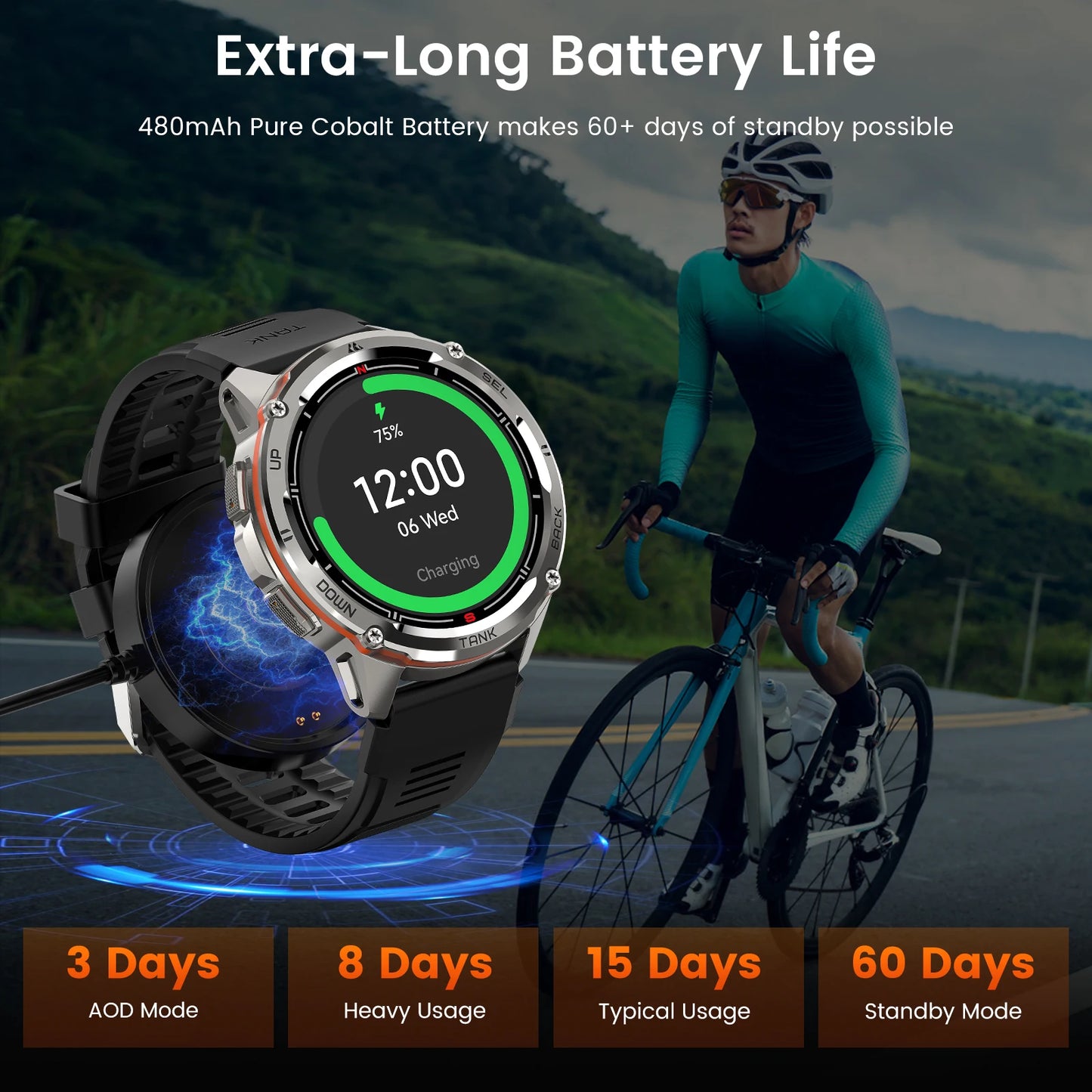 KOSPET Tank T3 Ultra GPS Smartwatch With Altimeter Compass