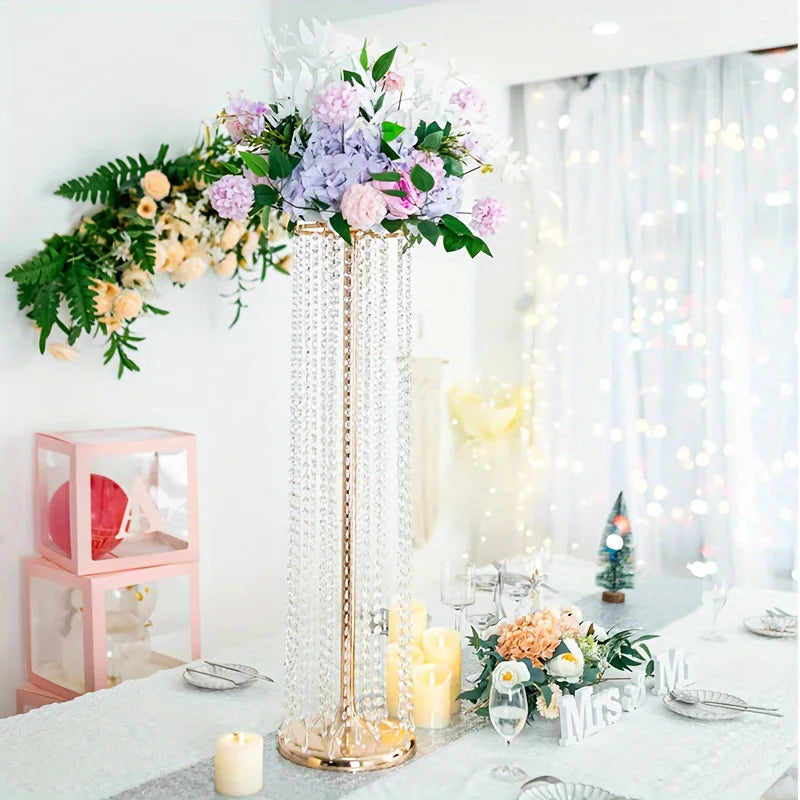 Metal Crystal Flower Stand Vases For Elegant Wedding Centerpieces