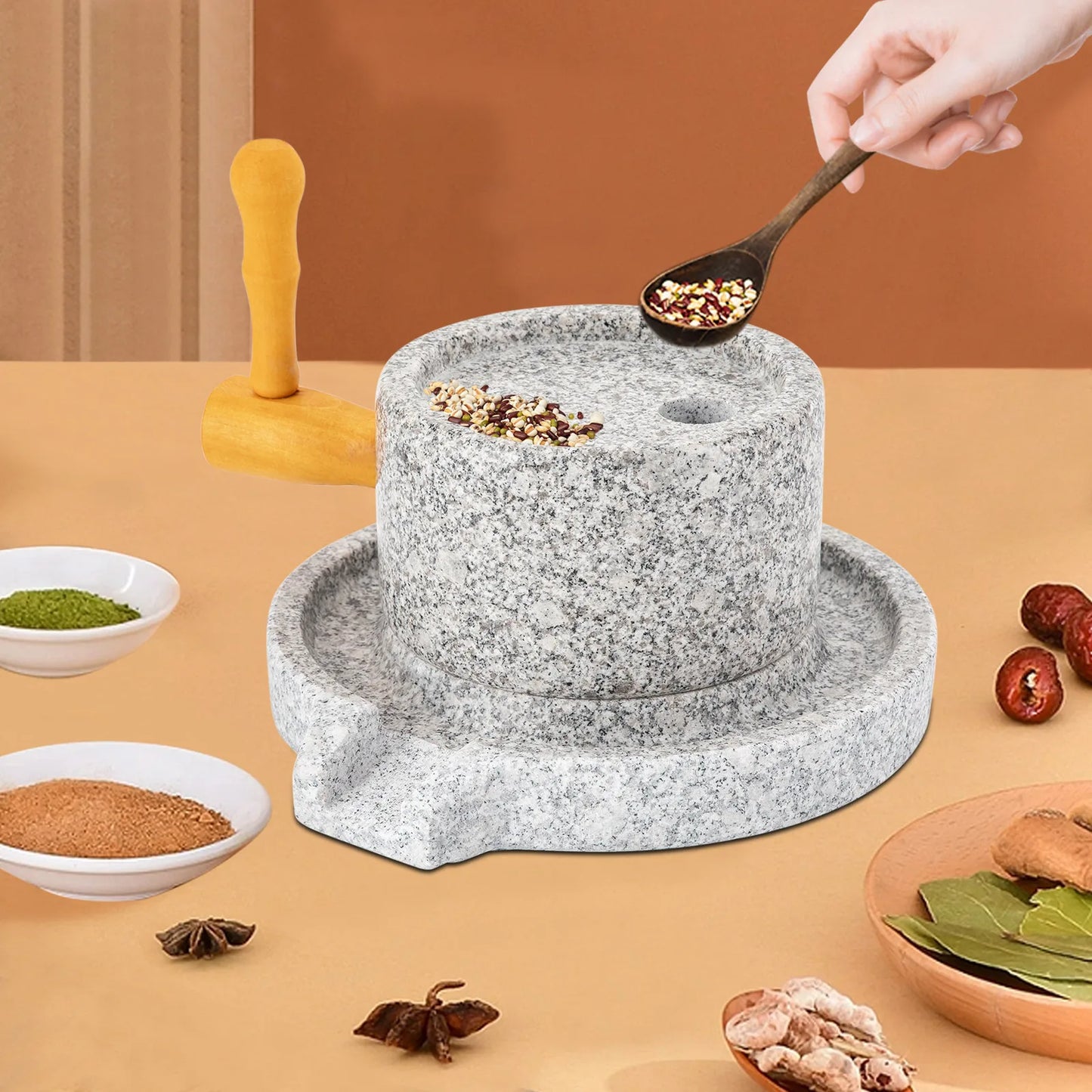 Manual Marble Millstone Grinder Chili Pepper Mung Flour