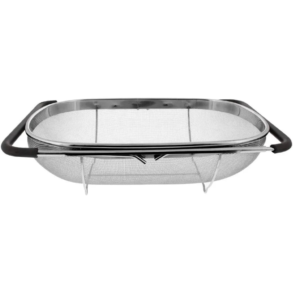 Over Sink Colander Basket Stainless Steel With Rubber Handle