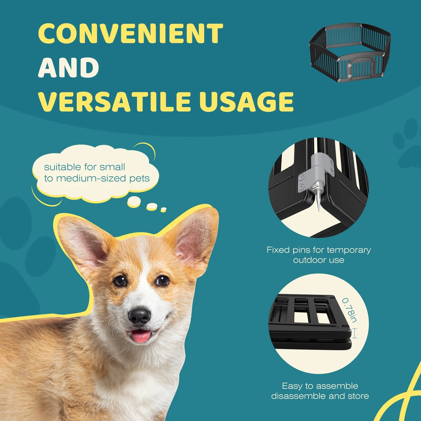 JHK Plastic Dog Playpen Expandable Durable Outdoor Fence