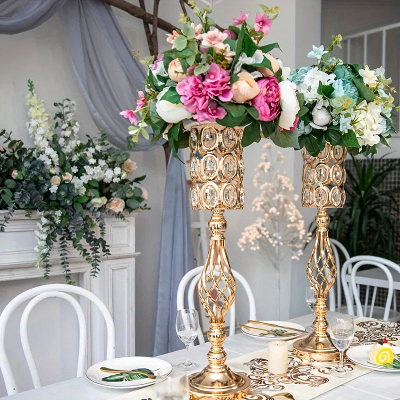 Metal Diamond Crystal Vase With Flower Stand Wedding Centerpiece