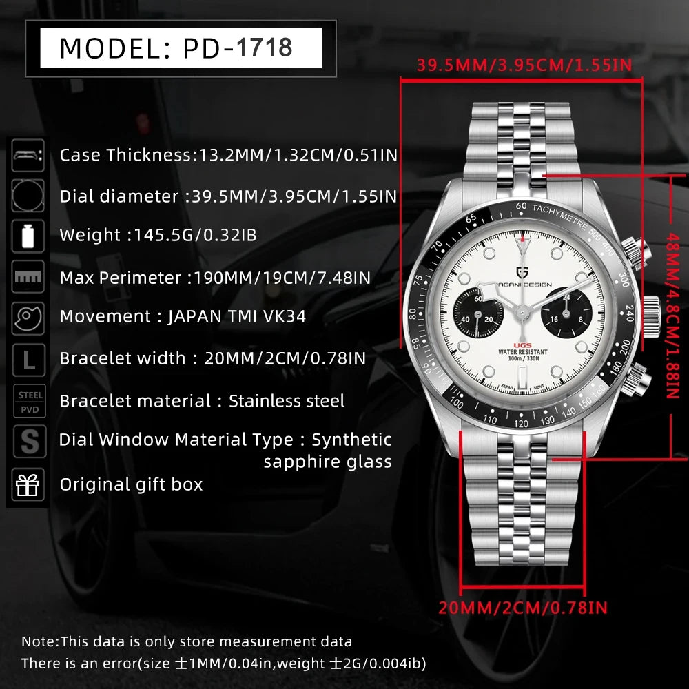 Pagani Design Panda Chronograph Stainless Steel Watch