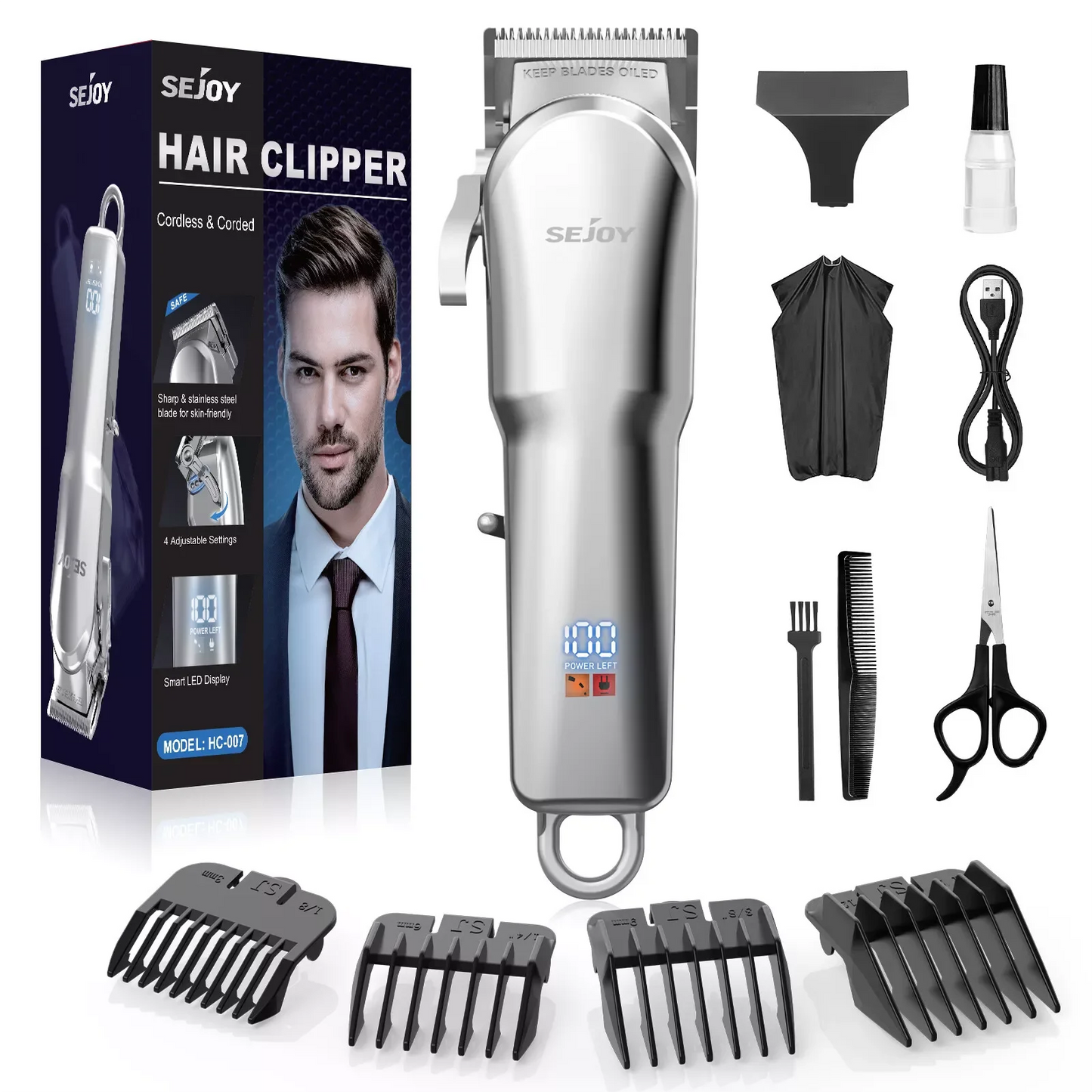 Sejoy Hair Clippers For Men Cordless Grooming Kit Pro