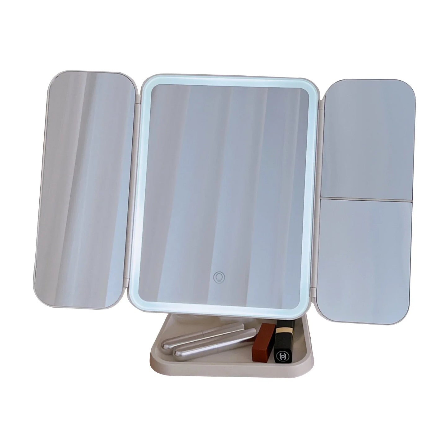 Trifold Makeup Mirror With LED Lights Three Lighting Modes