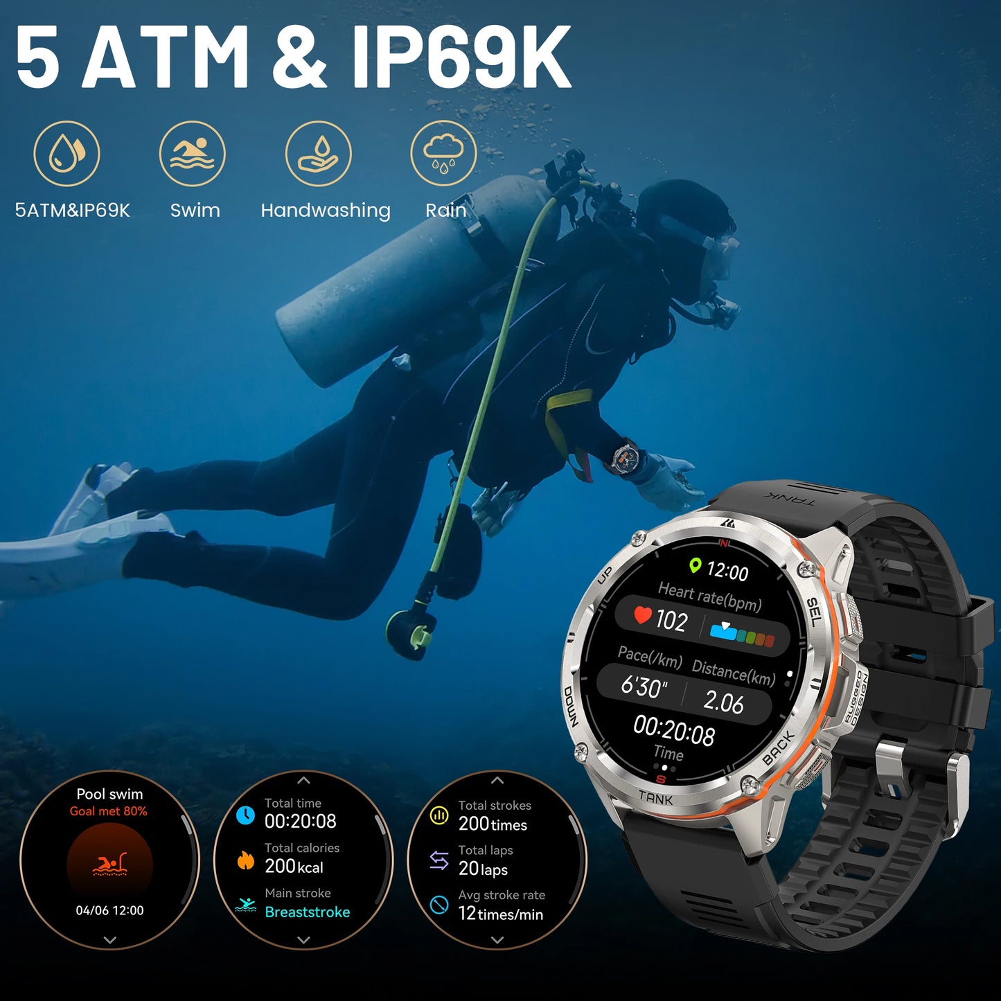 KOSPET Tank T3 Ultra GPS Smartwatch With Altimeter Compass