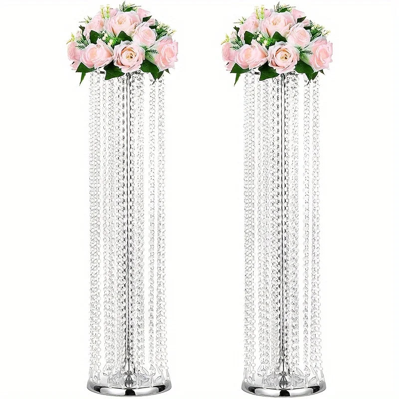 Metal Crystal Flower Stand Vases For Elegant Wedding Centerpieces