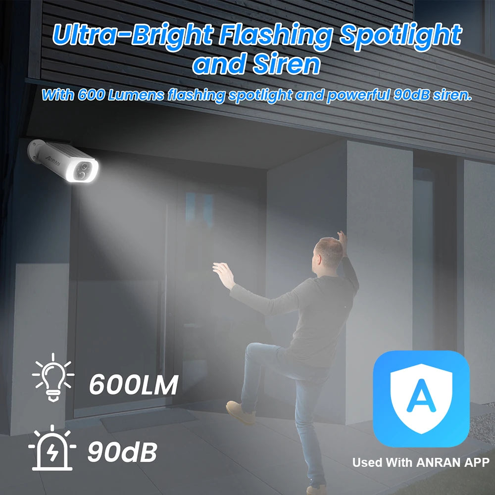 ANRAN Outdoor Wireless WiFi Camera 3MP Solar Floodlight