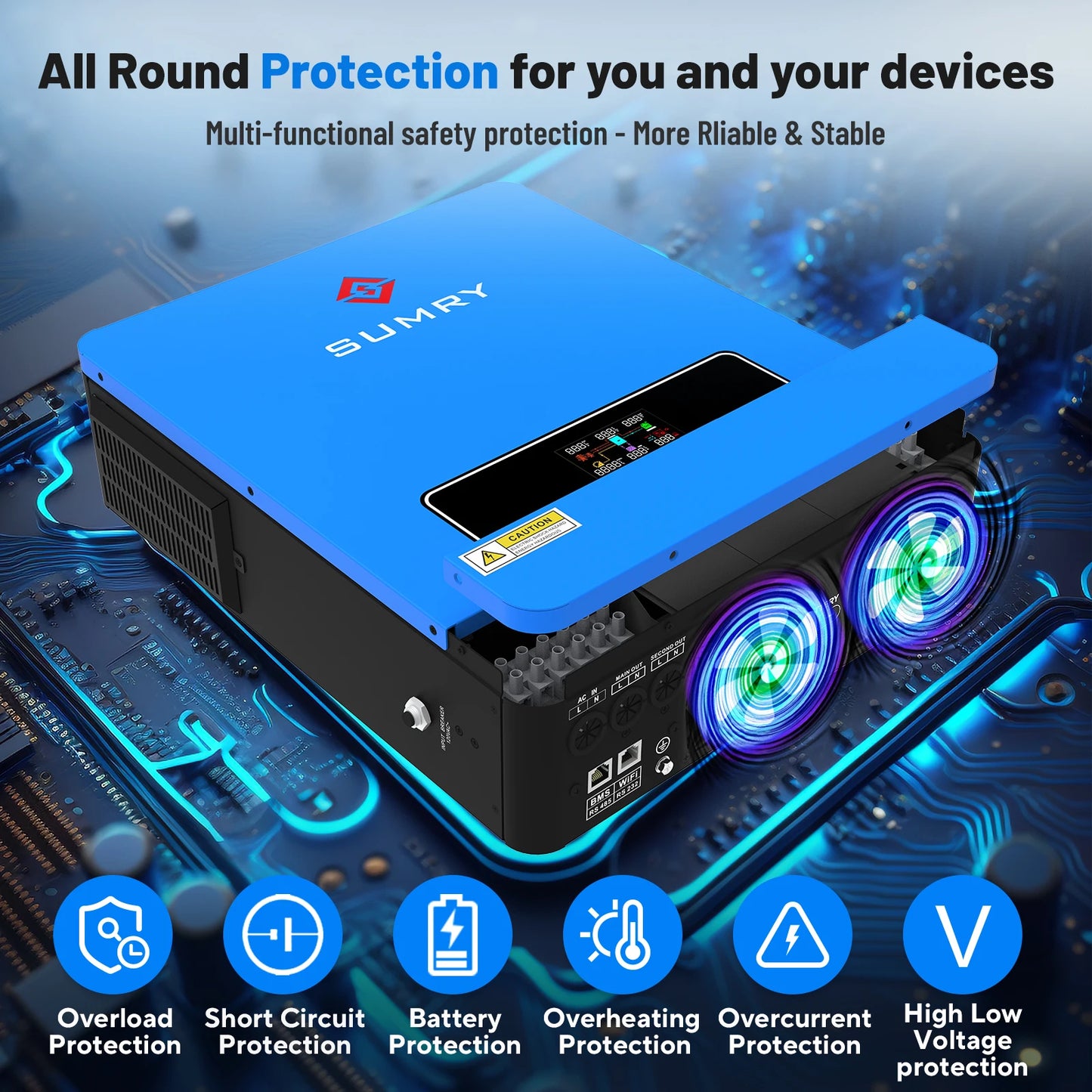 Sumry 3.6kW Hybrid Solar Inverter MPPT Dual Output SineWave