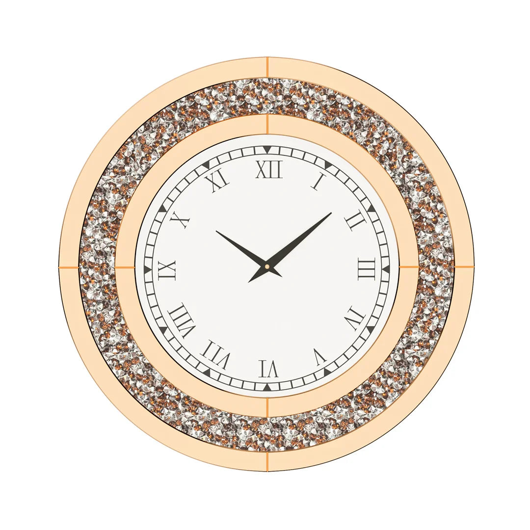 LUVODI Modern 3D Diamond Crystal Wall Clock with Roman Numerals