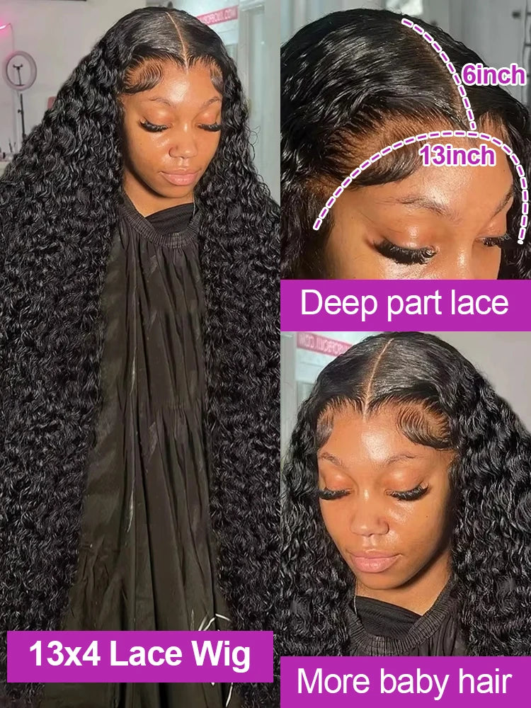 Amytud Deep Wave Glueless Full Lace Wig Frontal Hair