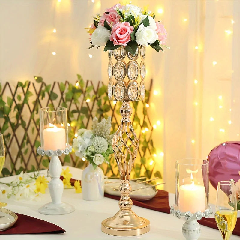 Metal Diamond Crystal Vase With Flower Stand Wedding Centerpiece