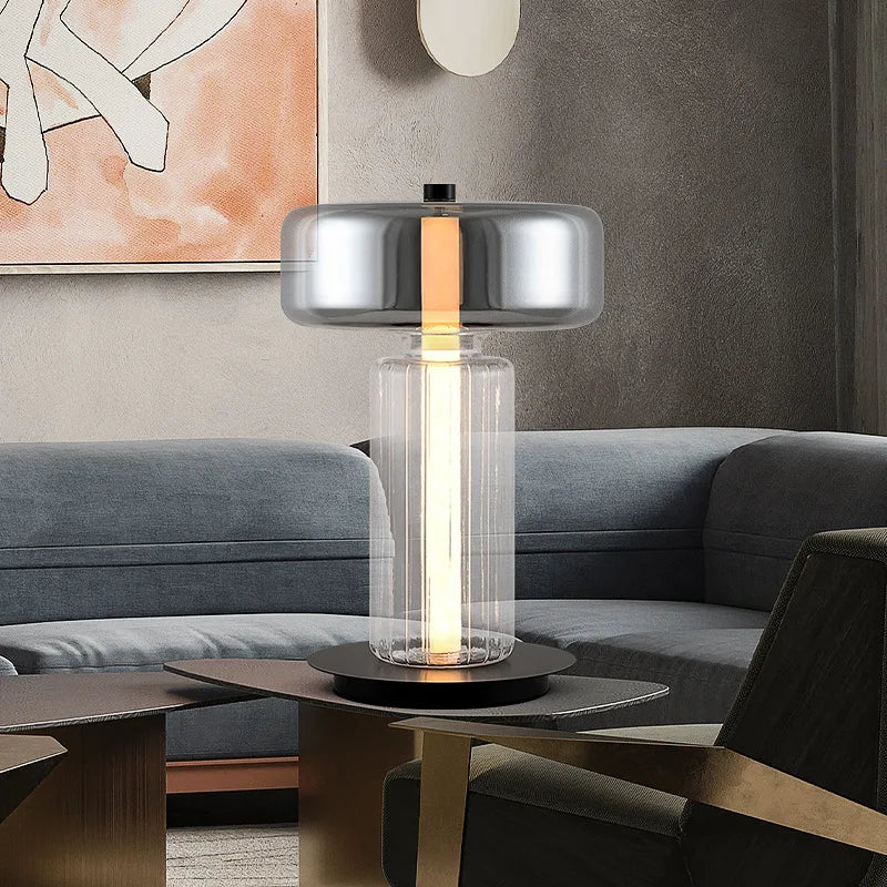 Nordic Minimalist LED Glass ConstructedTableLamp DesignedFor Contemporary LivingSpaces
