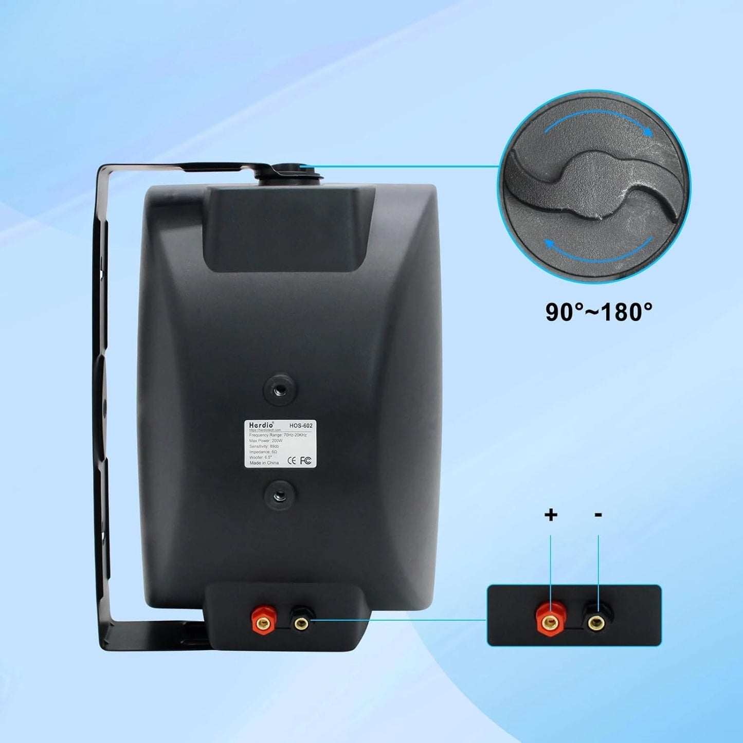 Herdio Outdoor 800W 2 Way Wall Mounted Speakers Waterproof