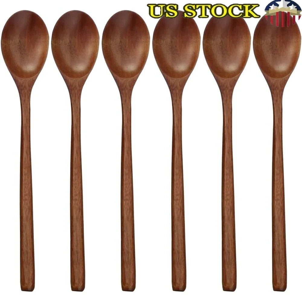 DUTRIEUX Eco-Friendly Wooden Spoons Set Of 6 Long Handles