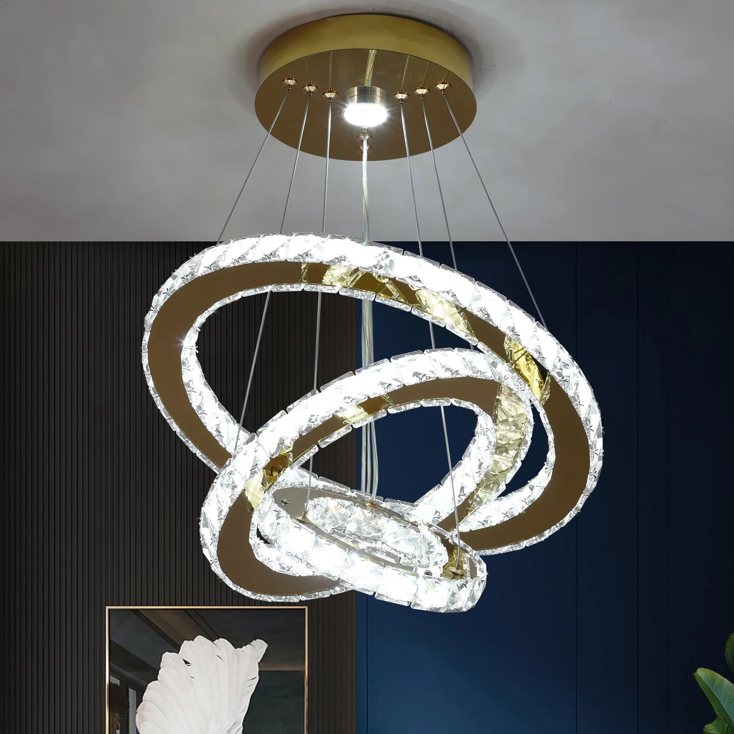 VETRULUS Crystal Chandelier Pendant Ceiling Light For Living Room