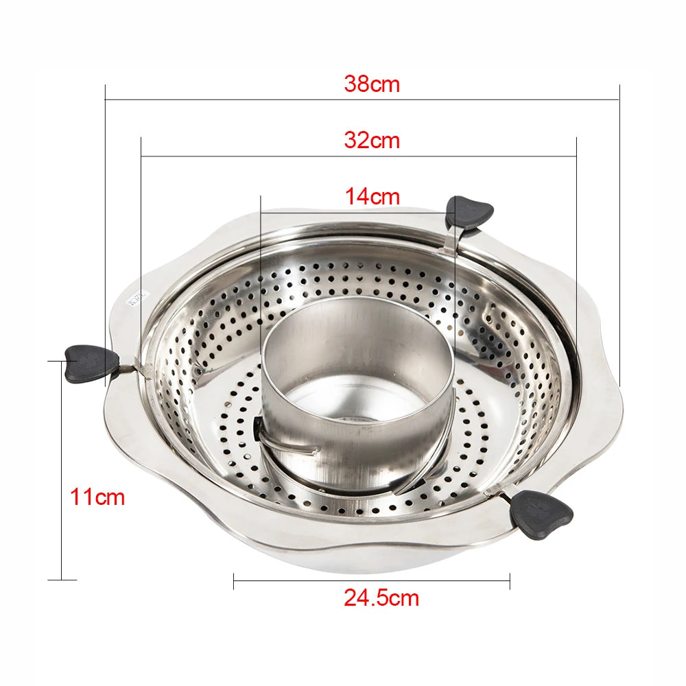 Stainless Steel Double Ear Soup Pot Twin Divided Induction Pot