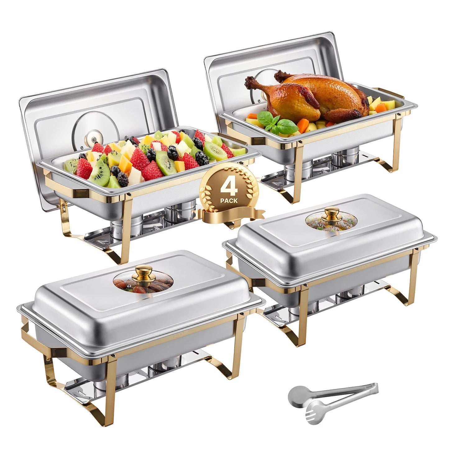 SucceBuy Stainless Steel Chafing Dish Buffet Set With Pans