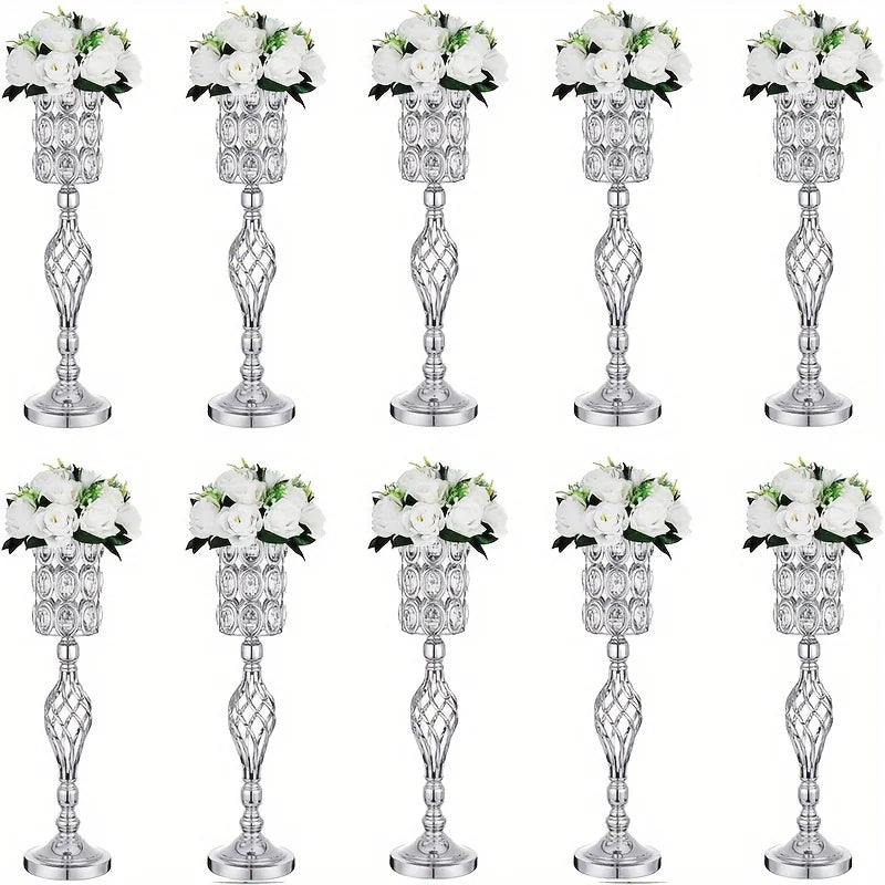 Metal Diamond Crystal Vase With Flower Stand Wedding Centerpiece