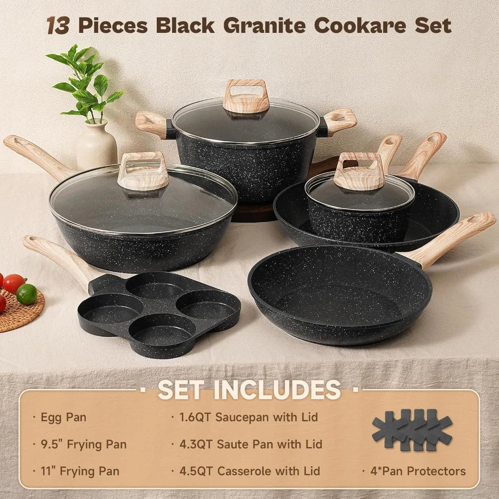 Nonstick Granite Cookware Set For Induction Stovetops