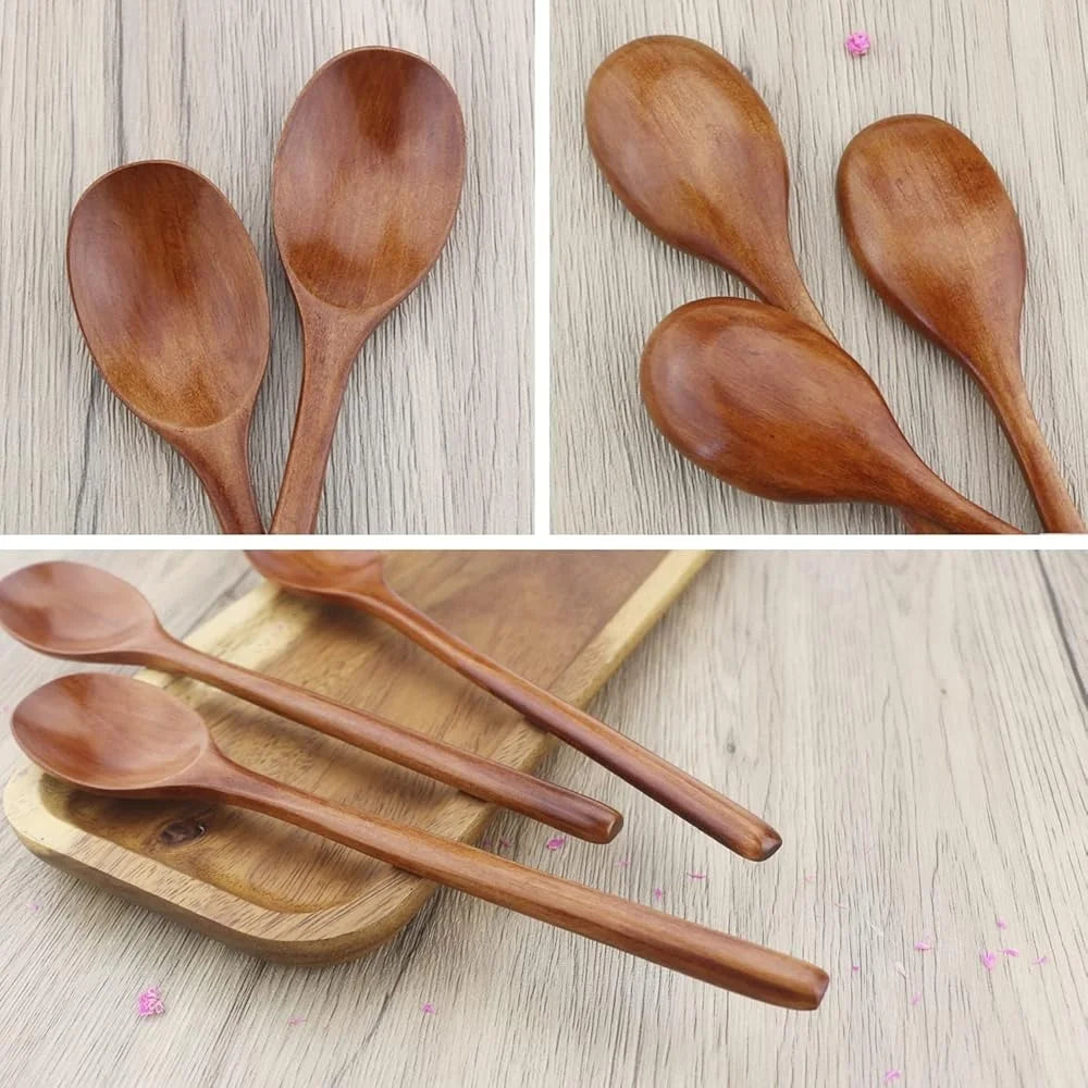 DUTRIEUX Eco-Friendly Wooden Spoons Set Of 6 Long Handles