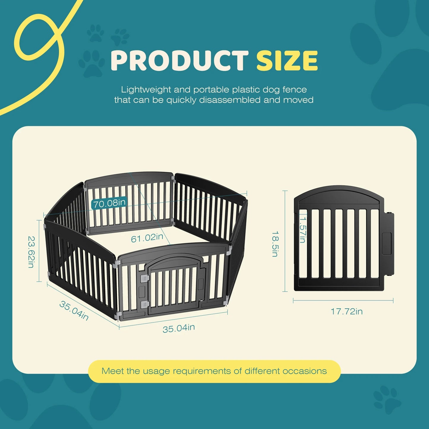JHK Plastic Dog Playpen Expandable Durable Outdoor Fence