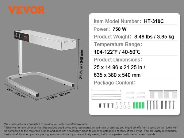SucceBuy 750W French Fry Warmer Commercial Food Heating Lamp