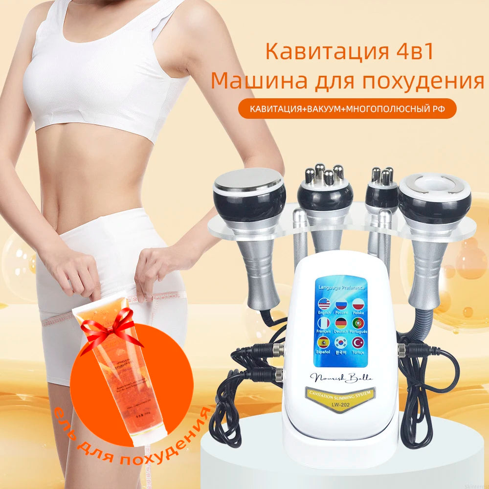 Missheart 4 In 140K Cavitation Ultrasonic Body Slimming Machine Beauty Device Vacuum Suction Facial Massager