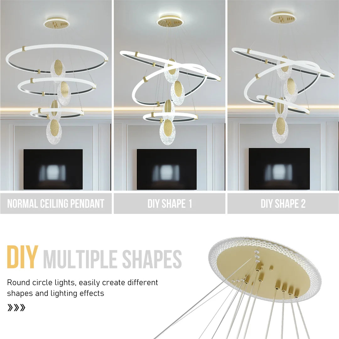 Vrygle 3 Layer LED Ceiling Light Fixture Acrylic Waterdrop Pendant