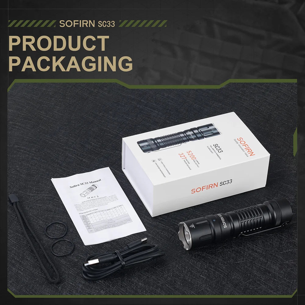 Sofirn SC33 XHP70.3 HI LED Flashlight 5200lm Rechargeable