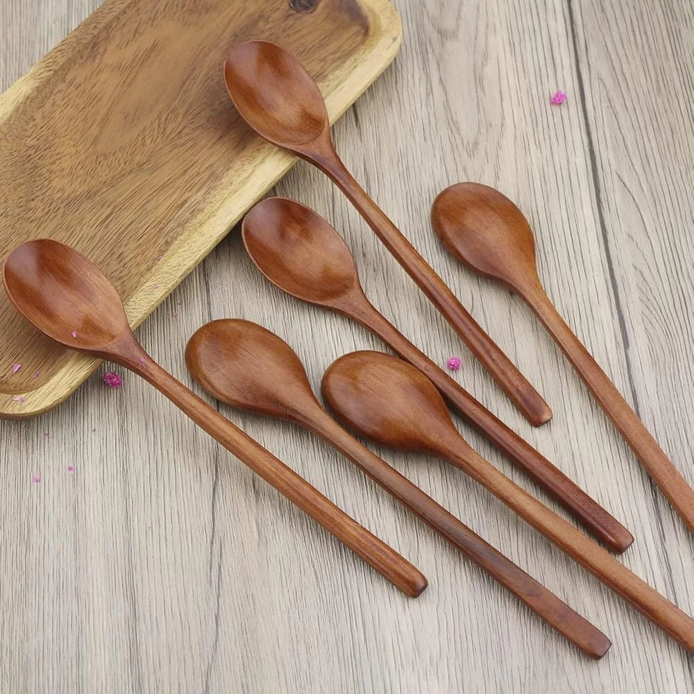 DUTRIEUX Eco-Friendly Wooden Spoons Set Of 6 Long Handles