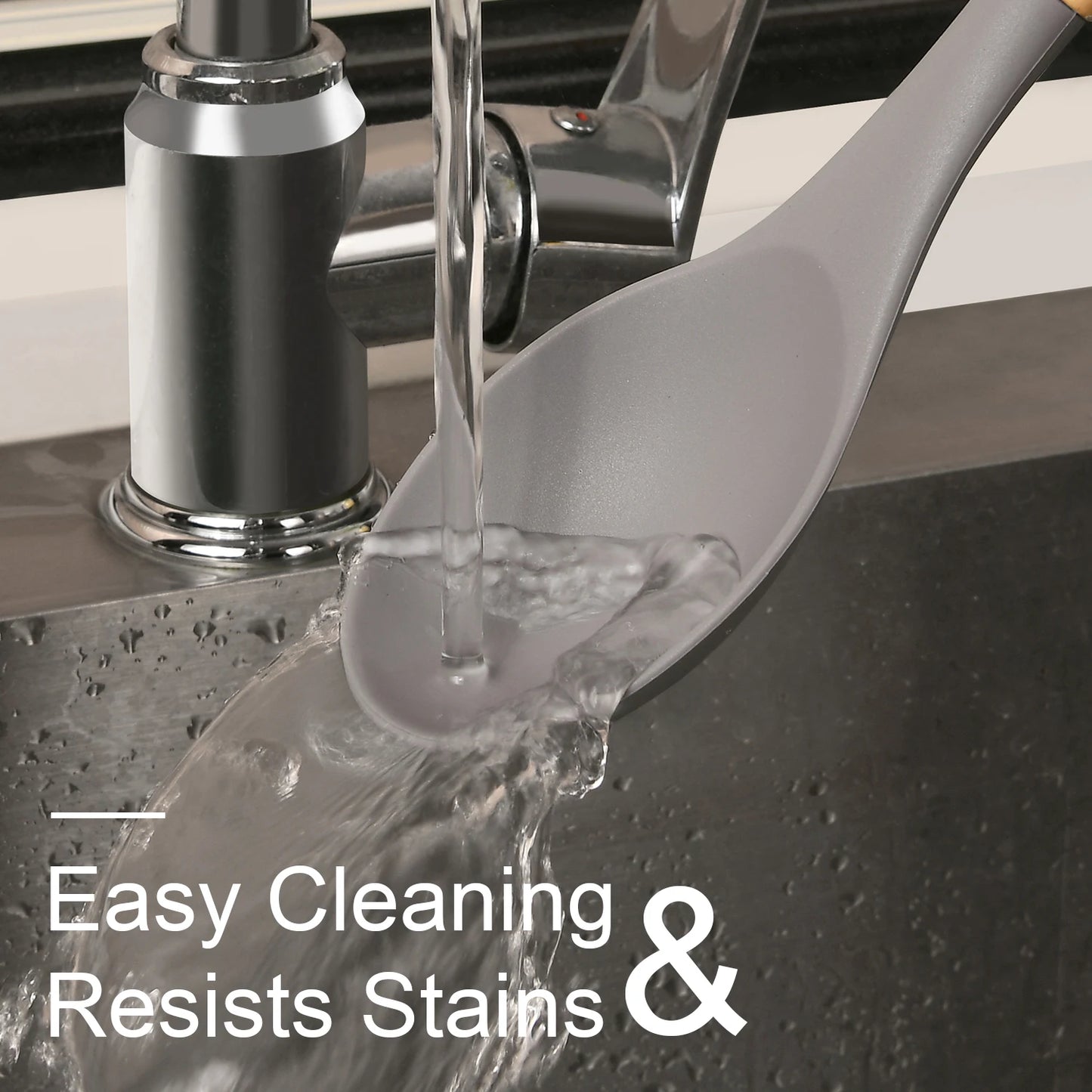 Katisun 12 Non Stick Silicon Utensil Set With Wood Handles