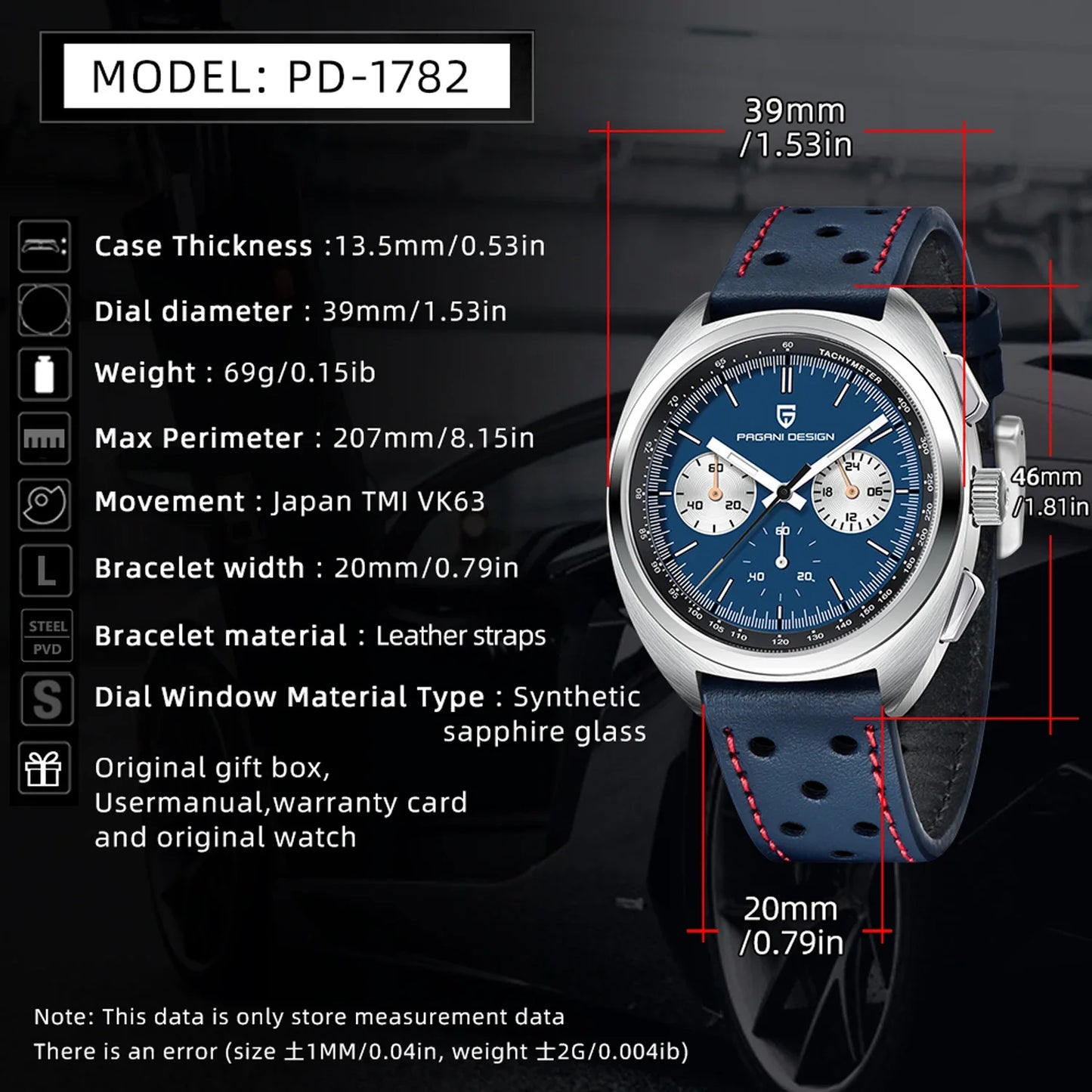 PAGANI DESIGN Retro Luxury Chronograph VK63 Quartz Watch