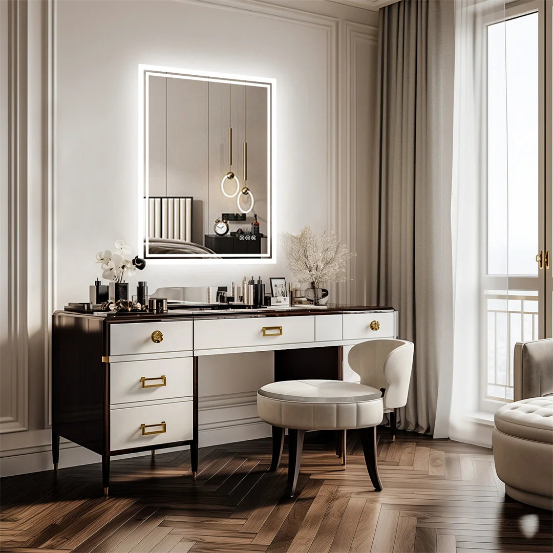 LUVODI Illuminate LED Backlit Frameless Bathroom Mirror With Dimmable Defog Ideal For Shaving