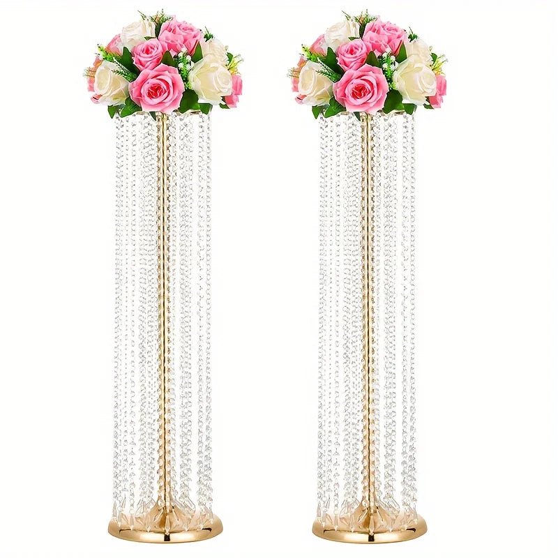 Metal Crystal Flower Stand Vases For Elegant Wedding Centerpieces